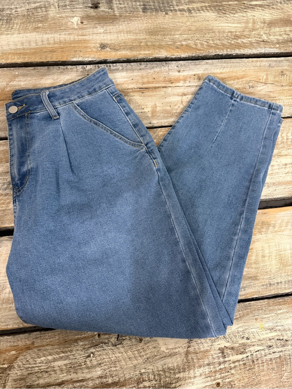 High-Waist Light Blue Taper Jeans